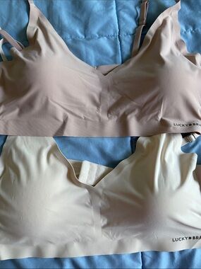 Lucky Brand Wireless Seamless Bras in Blush and Nude xl new